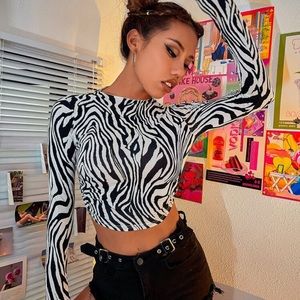 💌3/$10 | SHEIN | high neck, zebra open back long sleeve | S